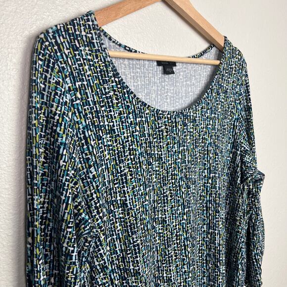 J. Jill Wearever Collection Medium 3/4 Roll-tab Sleeve Tunic Top Stretch Printed - Picture 5 of 7